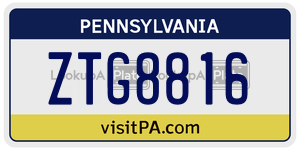 ZTG8816 license plate in Pennsylvania