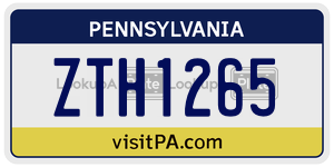 ZTH1265 license plate in Pennsylvania