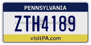 ZTH4189 license plate in Pennsylvania