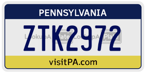 ZTK2972 license plate in Pennsylvania