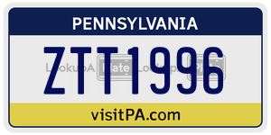 ZTT1996 license plate in Pennsylvania