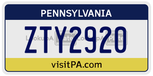 ZTY2920 license plate in Pennsylvania