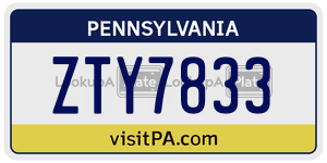 ZTY7833 license plate in Pennsylvania