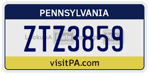 ZTZ3859  license plate in PA
