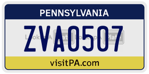 ZVA0507  license plate in PA