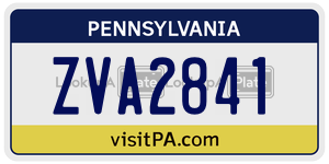 ZVA2841  license plate in PA