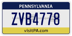 ZVB4778 license plate in Pennsylvania
