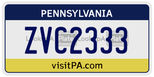 ZVC2333 license plate in Pennsylvania