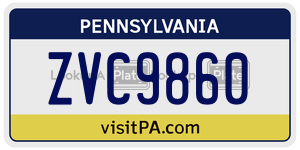 ZVC9860 license plate in Pennsylvania
