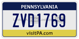 ZVD1769 license plate in Pennsylvania