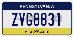 ZVG8831 license plate in Pennsylvania