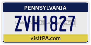 ZVH1827  license plate in PA