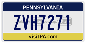 ZVH7271  license plate in PA