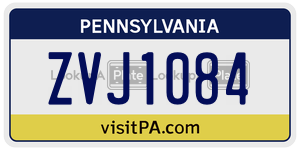 ZVJ1084 license plate in Pennsylvania