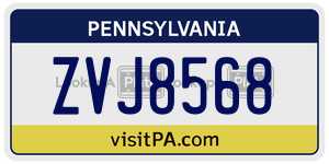 ZVJ8568 license plate in Pennsylvania