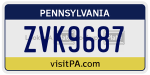 ZVK9687 license plate in Pennsylvania