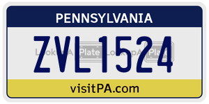 ZVL1524 license plate in Pennsylvania