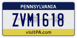 ZVM1618 license plate in Pennsylvania