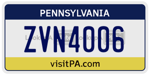 ZVN4006 license plate in Pennsylvania