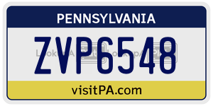 ZVP6548  license plate in PA