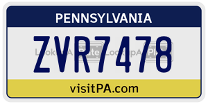 ZVR7478 license plate in Pennsylvania