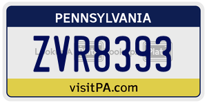 ZVR8393 license plate in Pennsylvania