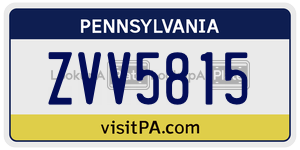 ZVV5815  license plate in PA