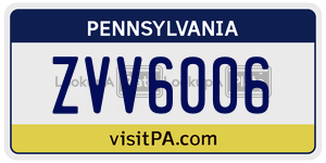 ZVV6006 license plate in Pennsylvania