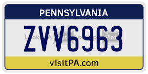 ZVV6963  license plate in PA
