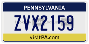 ZVX2159  license plate in PA