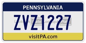 ZVZ1227  license plate in PA