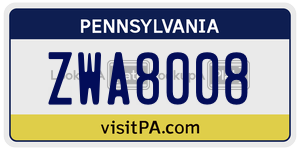 ZWA8008 license plate in Pennsylvania