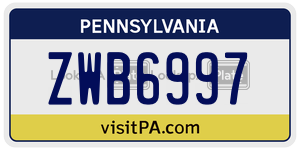 ZWB6997  license plate in PA