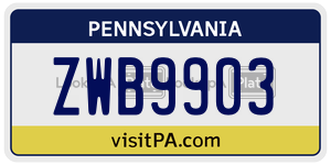 ZWB9903  license plate in PA