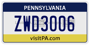 ZWD3006  license plate in PA