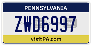 ZWD6997  license plate in PA