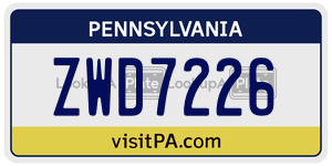 ZWD7226 license plate in Pennsylvania