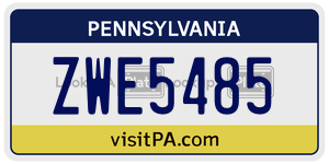 ZWE5485  license plate in PA