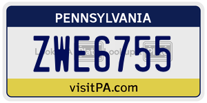 ZWE6755 license plate in Pennsylvania