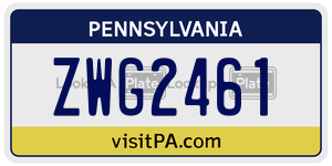ZWG2461  license plate in PA