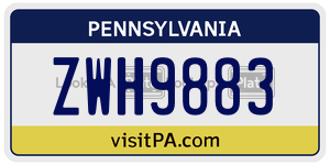 ZWH9883 license plate in Pennsylvania