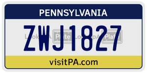 ZWJ1827 license plate in Pennsylvania