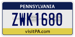 ZWK1680 license plate in Pennsylvania