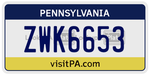 ZWK6653 license plate in Pennsylvania