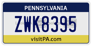 ZWK8395  license plate in PA