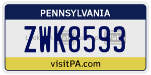 ZWK8593  license plate in PA