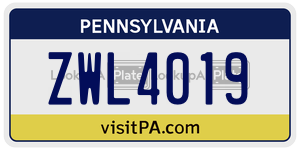ZWL4019 license plate in Pennsylvania