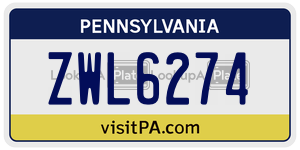 ZWL6274 license plate in Pennsylvania