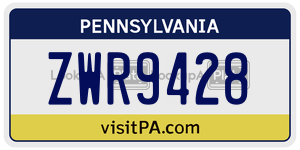 ZWR9428 license plate in Pennsylvania
