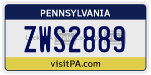 ZWS2889 license plate in Pennsylvania